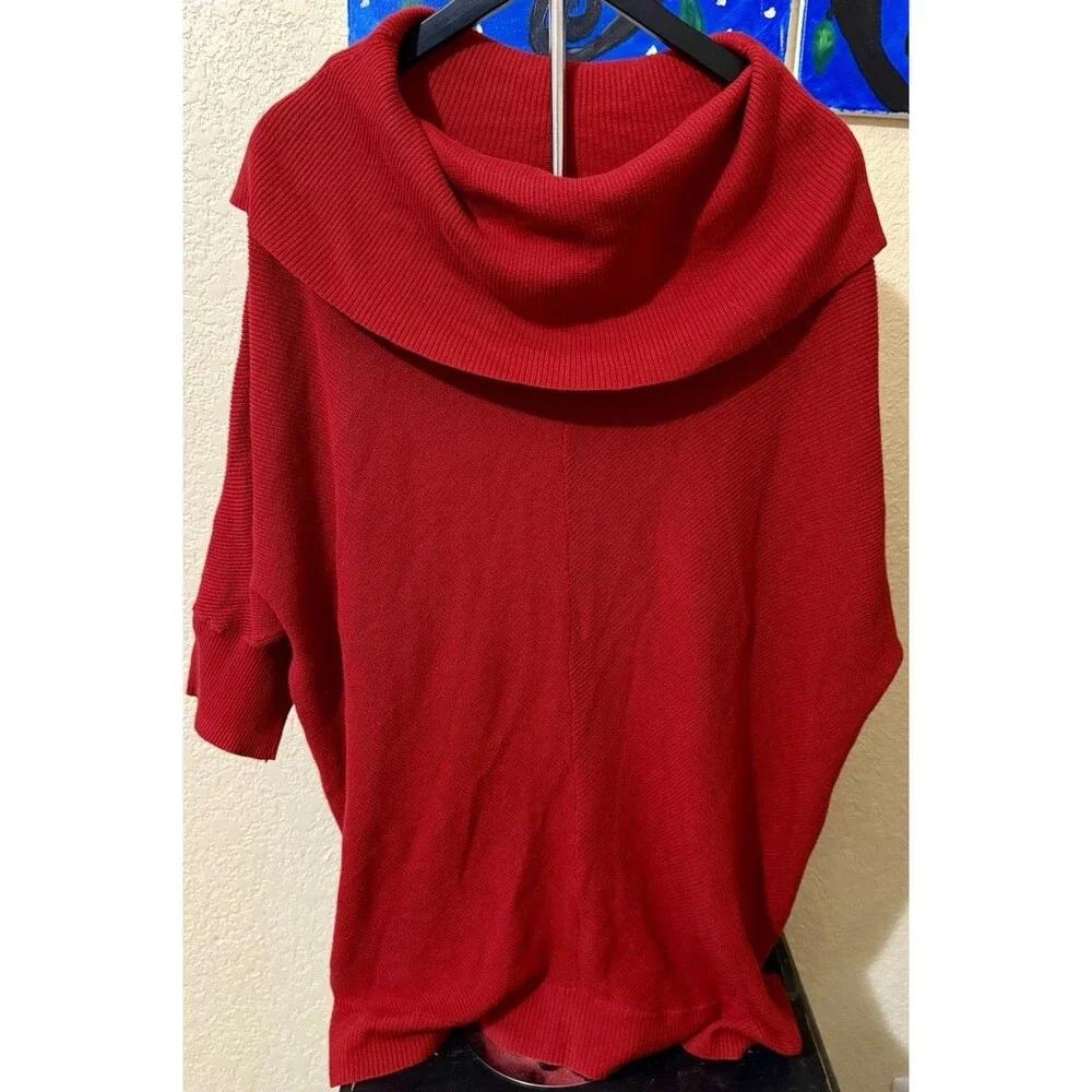 Lane Bryant Womens Size 22/24 Cowl Neck Sweater Red Dolman Sleeve Solid Tunic